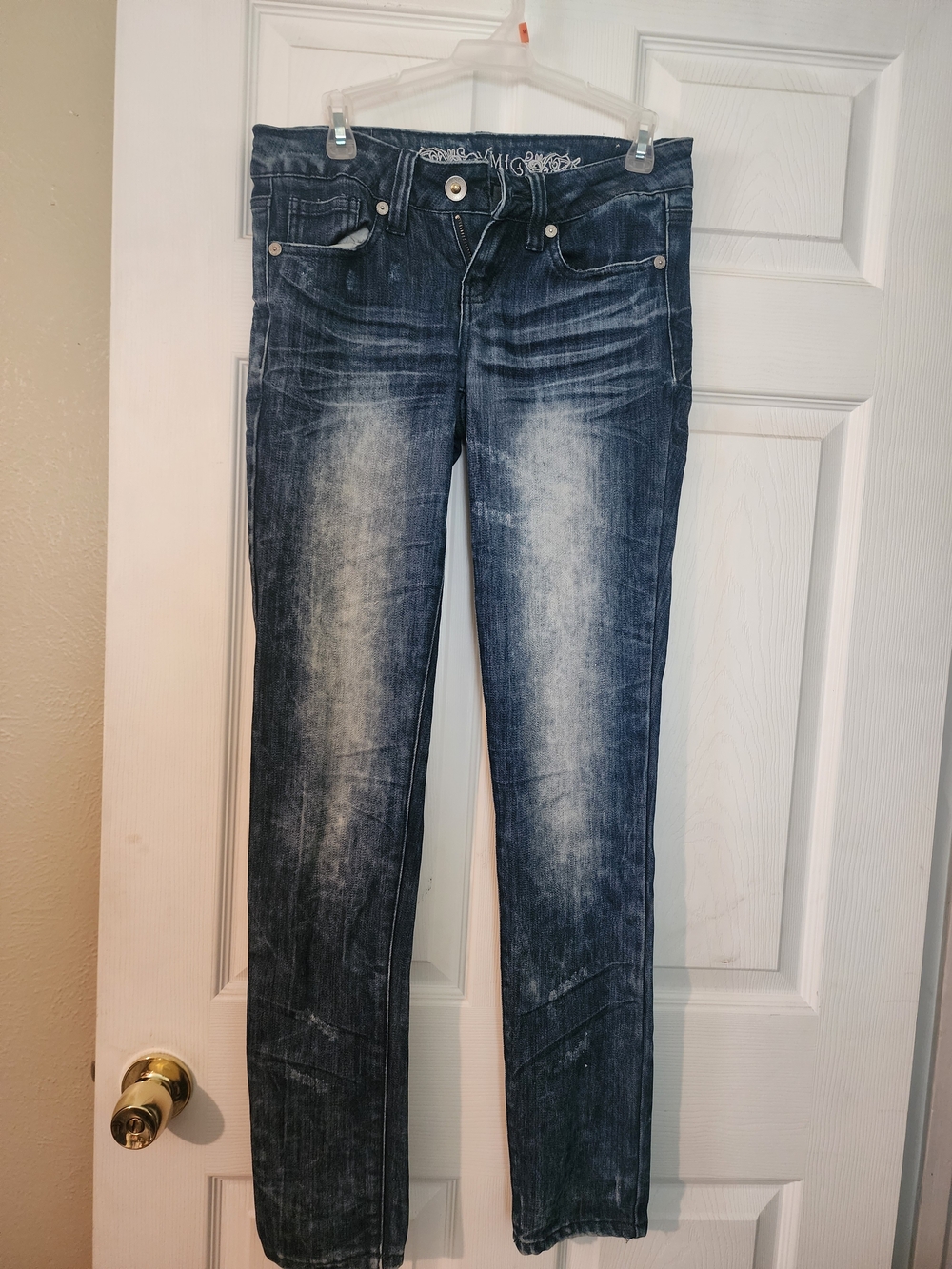 YMI Women's Dark Wash Skinny Jeans with Faded Front